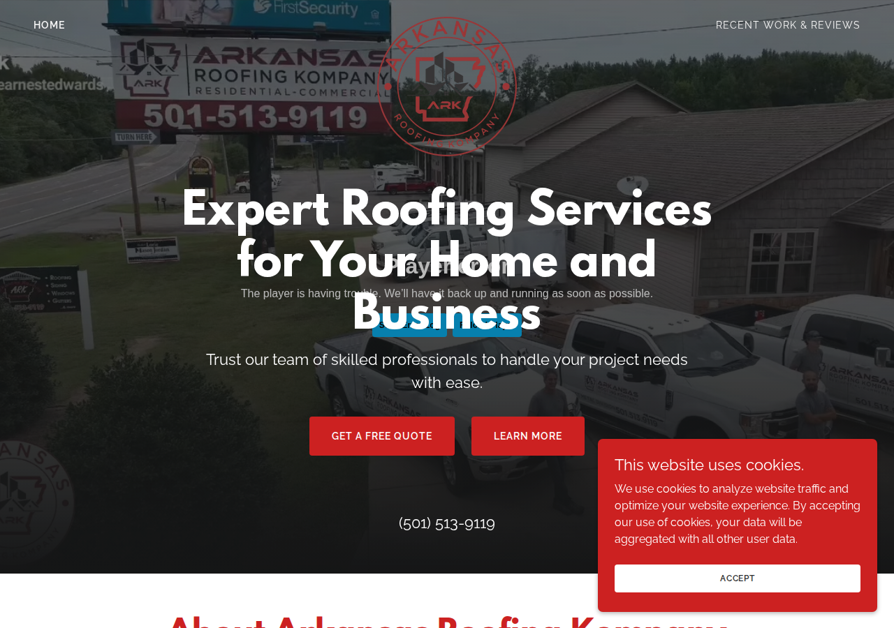 Arkansas Roofing Kompany current live website screenshot