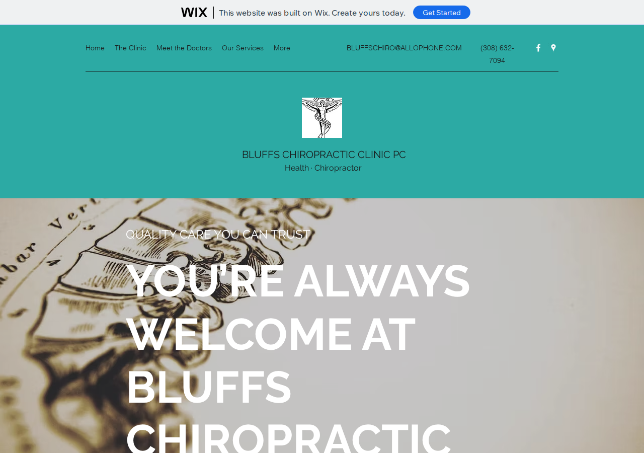 Bluffs Chiropractic Clinic PC current live website screenshot