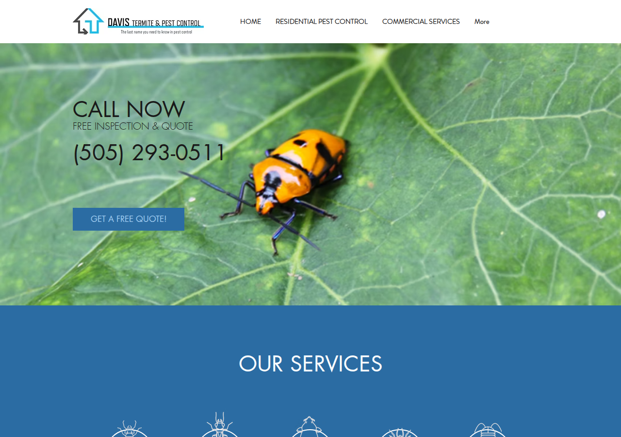 Davis Pest Control, Inc. current live website screenshot
