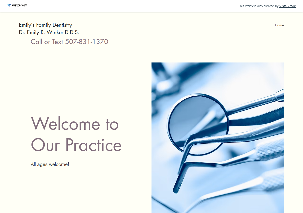 Emily's Family Dentistry current live website screenshot