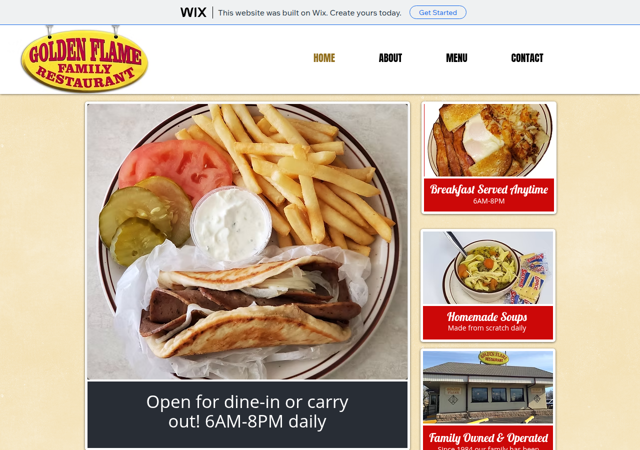 Golden Flame Family Restaurant current live website screenshot