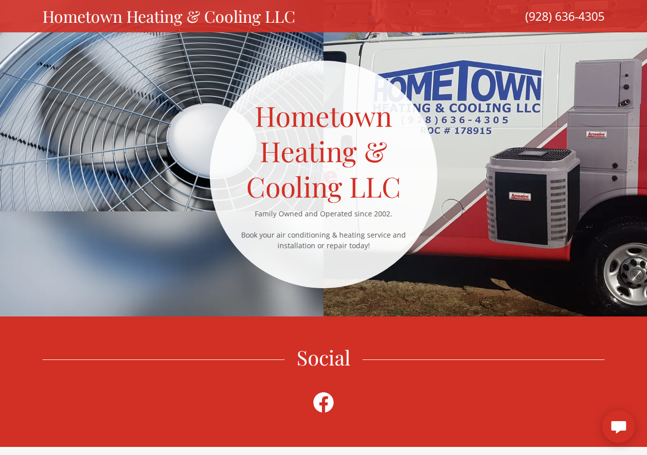 Hometown Heating & Cooling LLC current live website screenshot