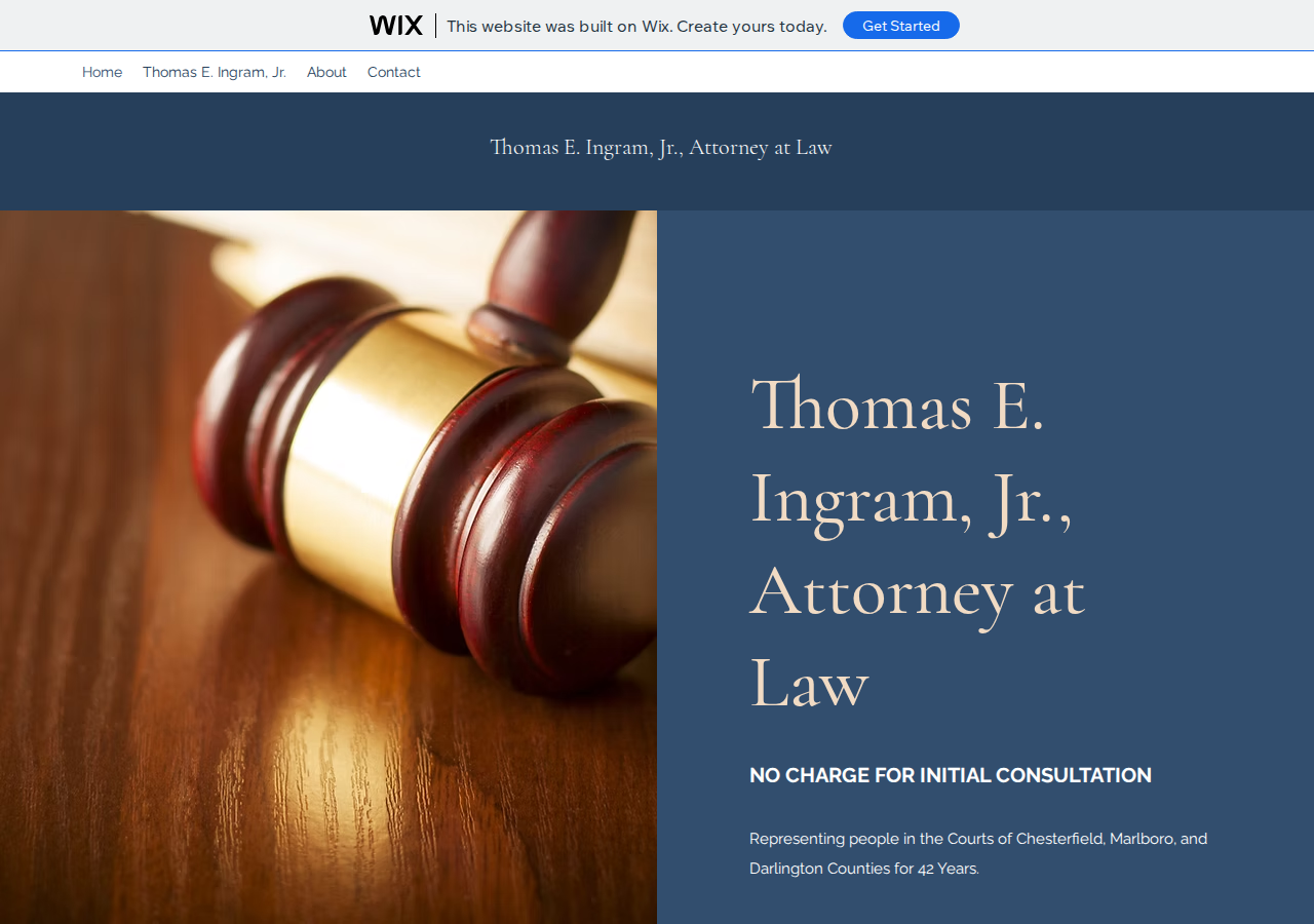 Thomas E. Ingram, Jr., Attorney at Law current live website screenshot