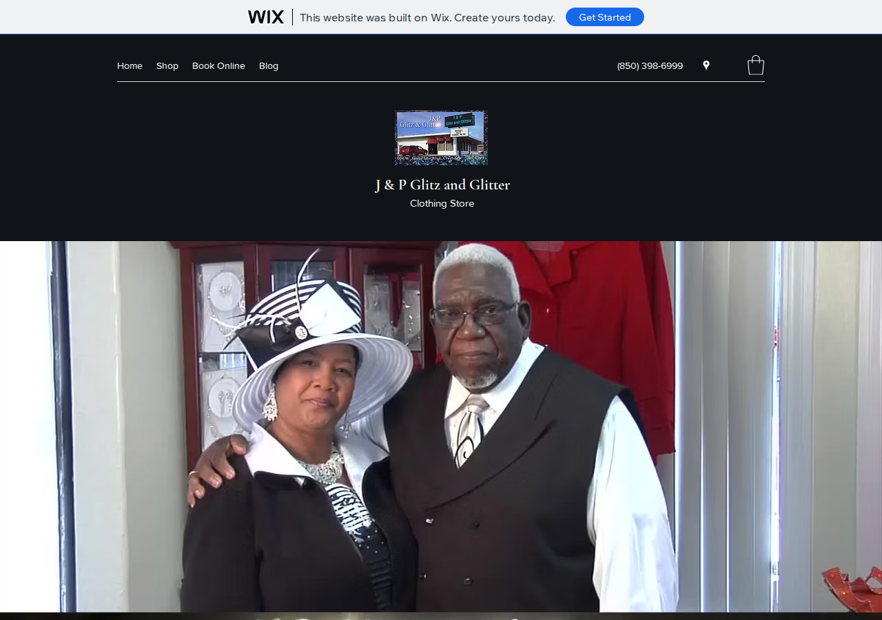 J & P Glitz and Glitter current live website screenshot
