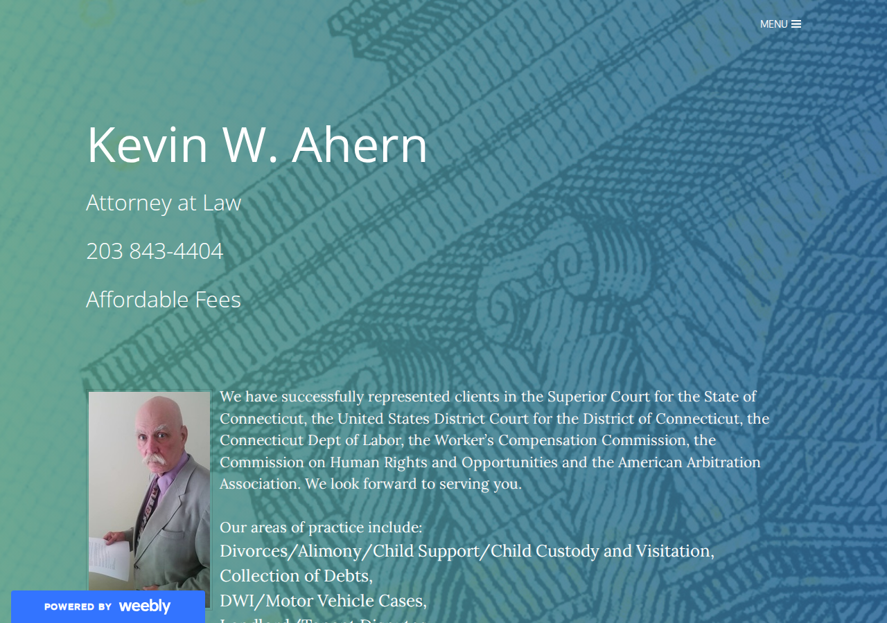 Law Office of Kevin W. Ahern current live website screenshot