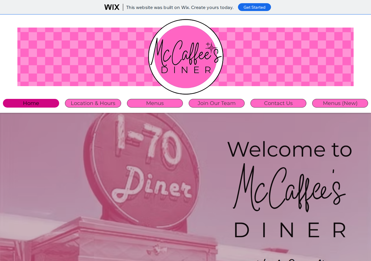 McCaffee's Diner current live website screenshot