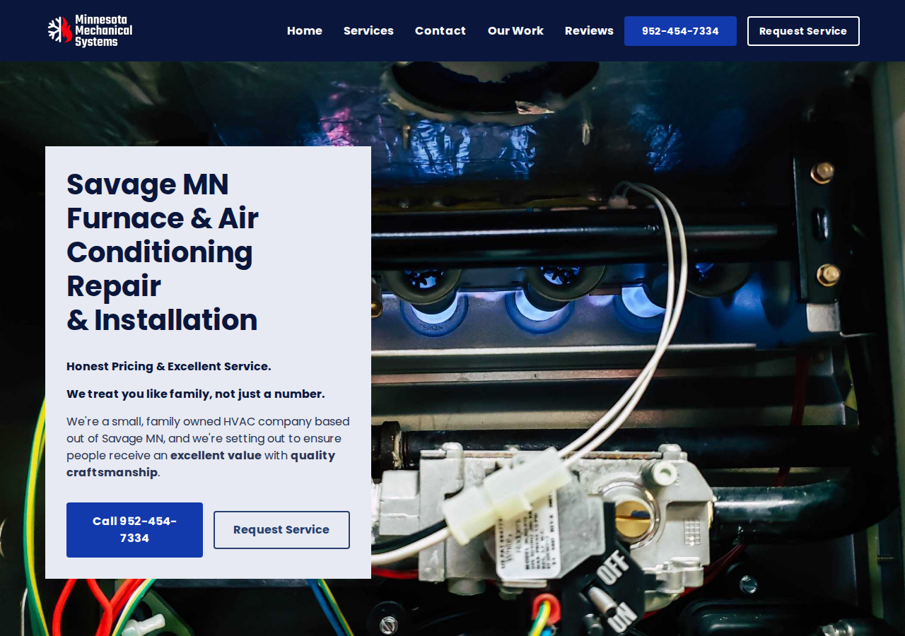 Minnesota Mechanical Systems current live website screenshot