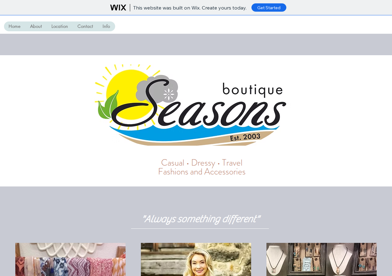 Seasons Boutique current live website screenshot
