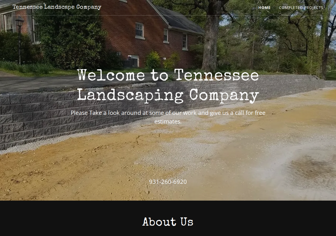 Tennessee Landscape Company current live website screenshot