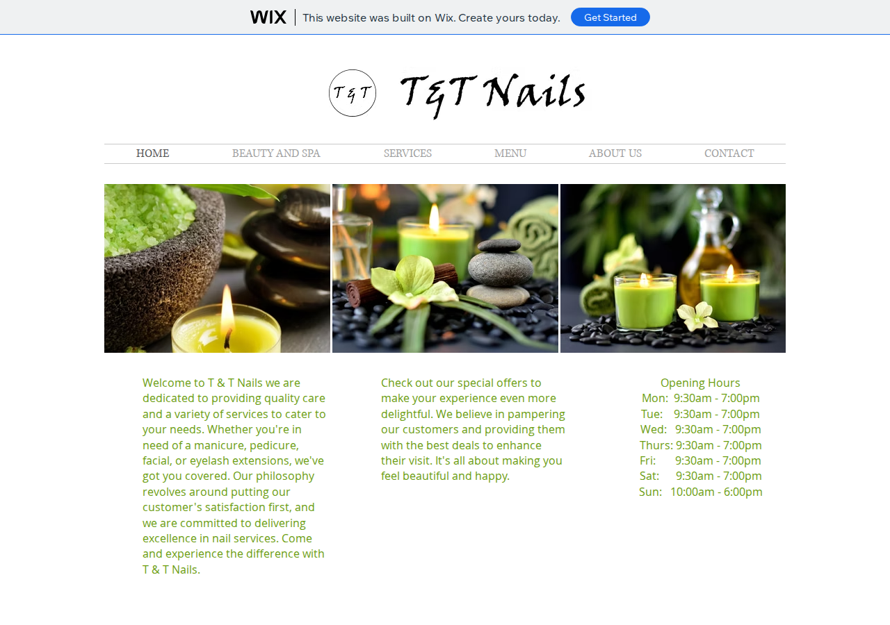 T & T Nails current live website screenshot