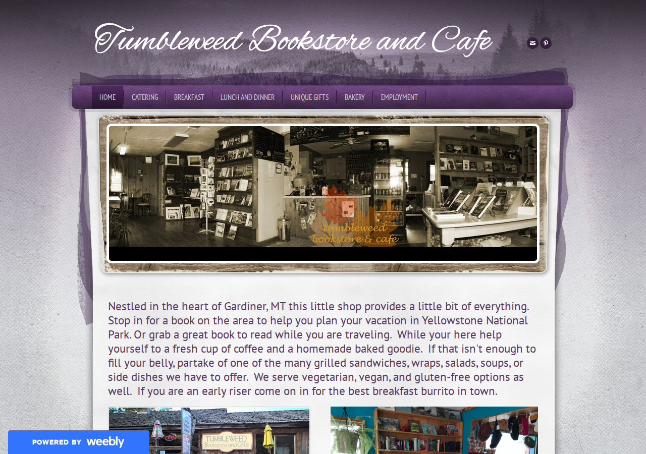 Tumbleweed Bookstore and Cafe current live website screenshot